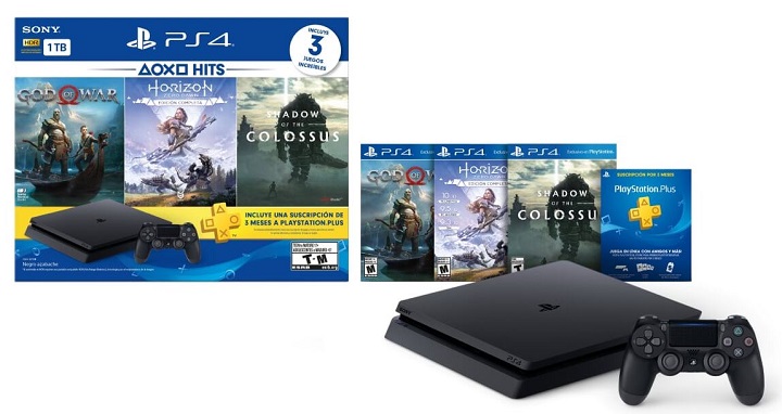 Consola PS4 Slim 1 Tb + 3 Juegos + 3 Meses Plus (Navidad 2018) 